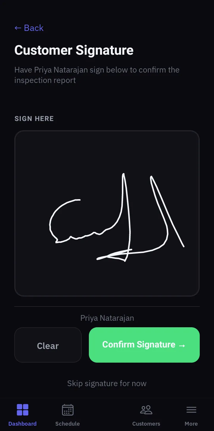 Customer signature capture in ProField