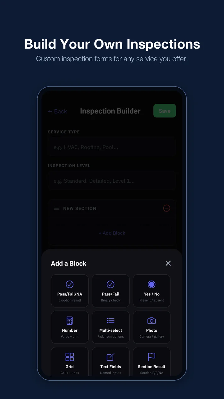 Build your own inspections — custom inspection forms for any service you offer — ProField